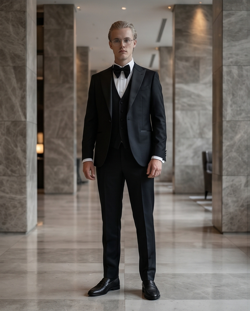 Gianni and Armando Herren Smoking mit Spitzkragen – Einreihig, Slim Fit, aus Wolle