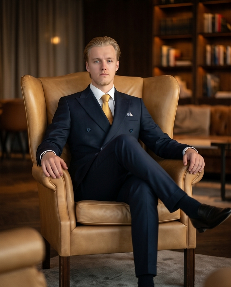 Gianni And Armando Zweireiher Marineblau Slim Fit Herren Anzüge aus Wolle