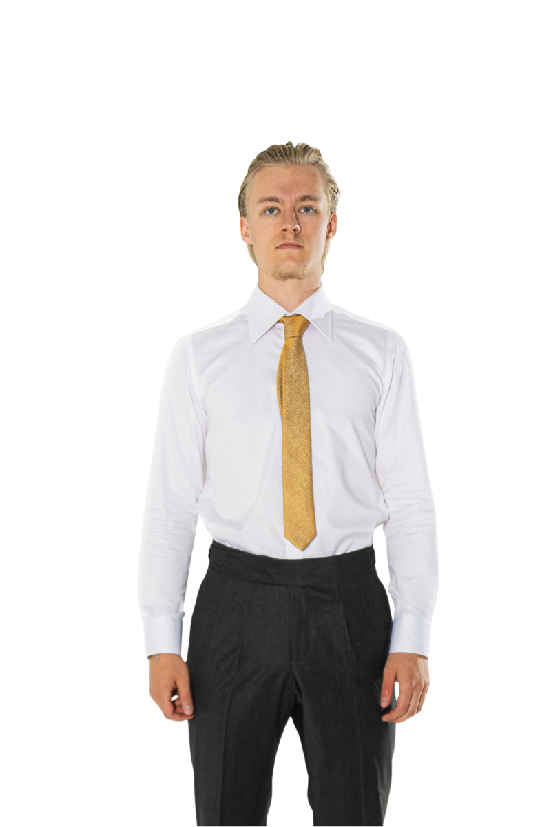 Einplissierte Herren Wollhose mit Bundfalten & Umschlag Grauer