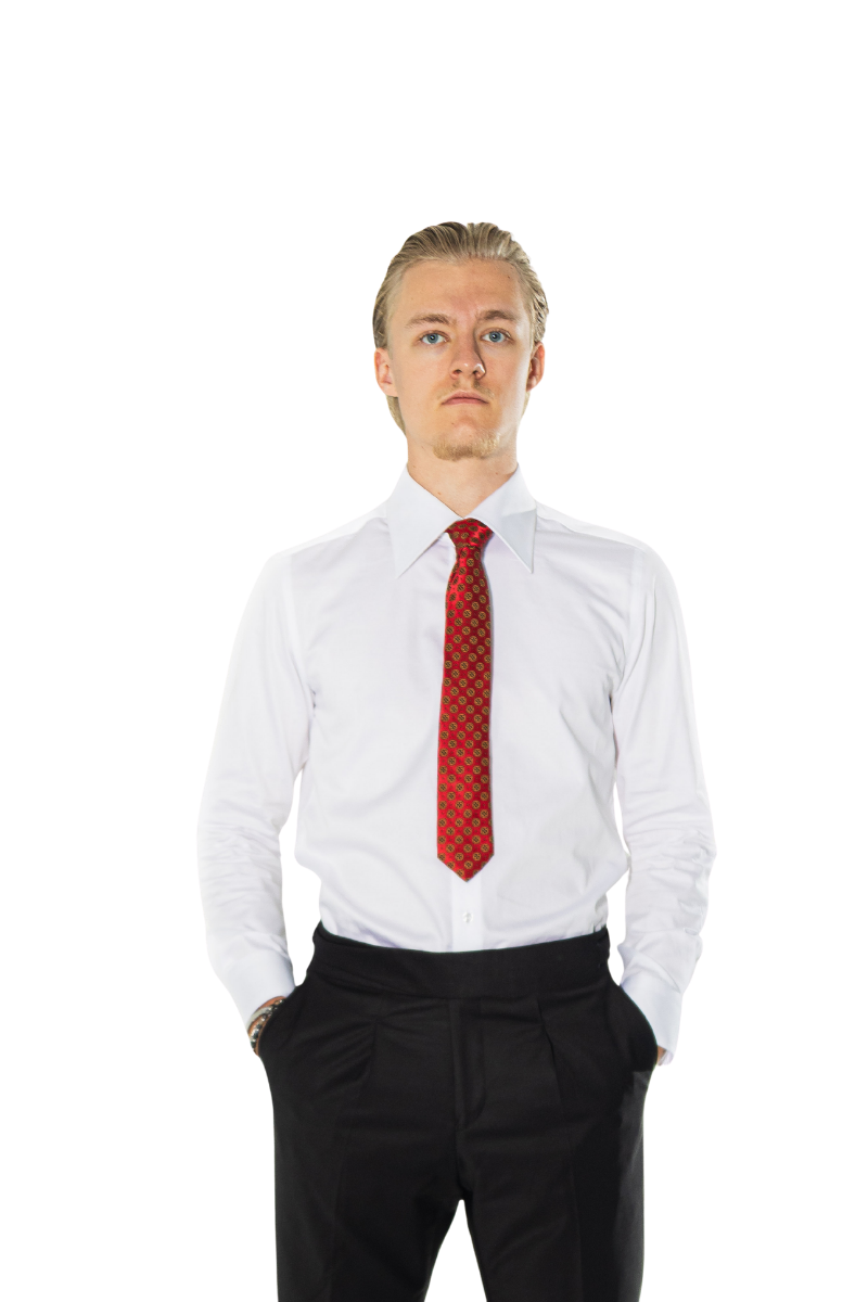 Einplissierte Herren Wollhose mit Bundfalten & Umschlag Marineblau