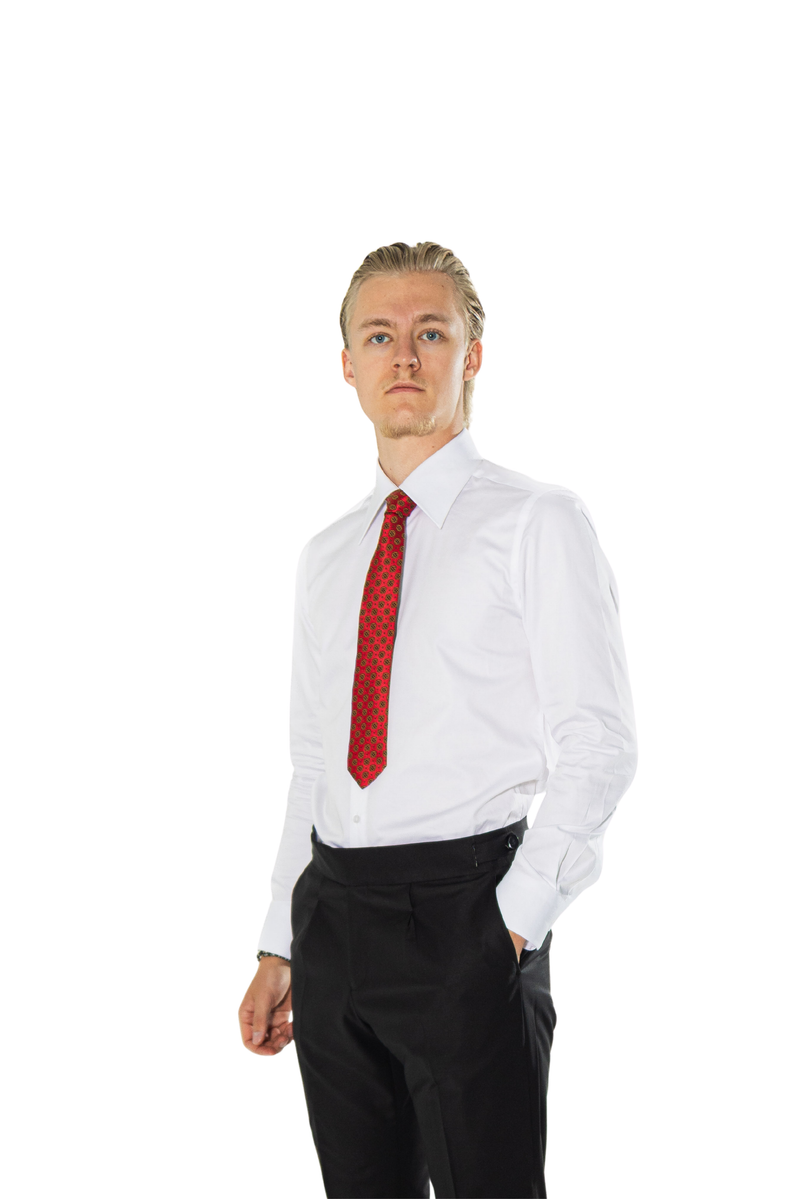 Einplissierte Herren Wollhose mit Bundfalten & Umschlag Schwarz