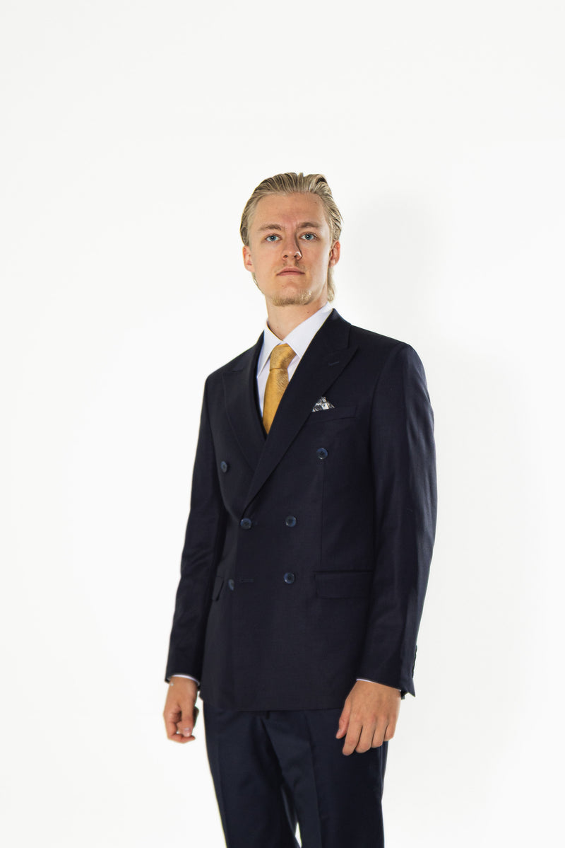 Gianni And Armando Zweireiher Marineblau Slim Fit Herren Anzüge aus Wolle