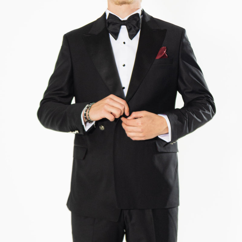 Gianni and Armando Doppelreiher smoking schwarz Slim Fit Herren Smoking aus Wolle