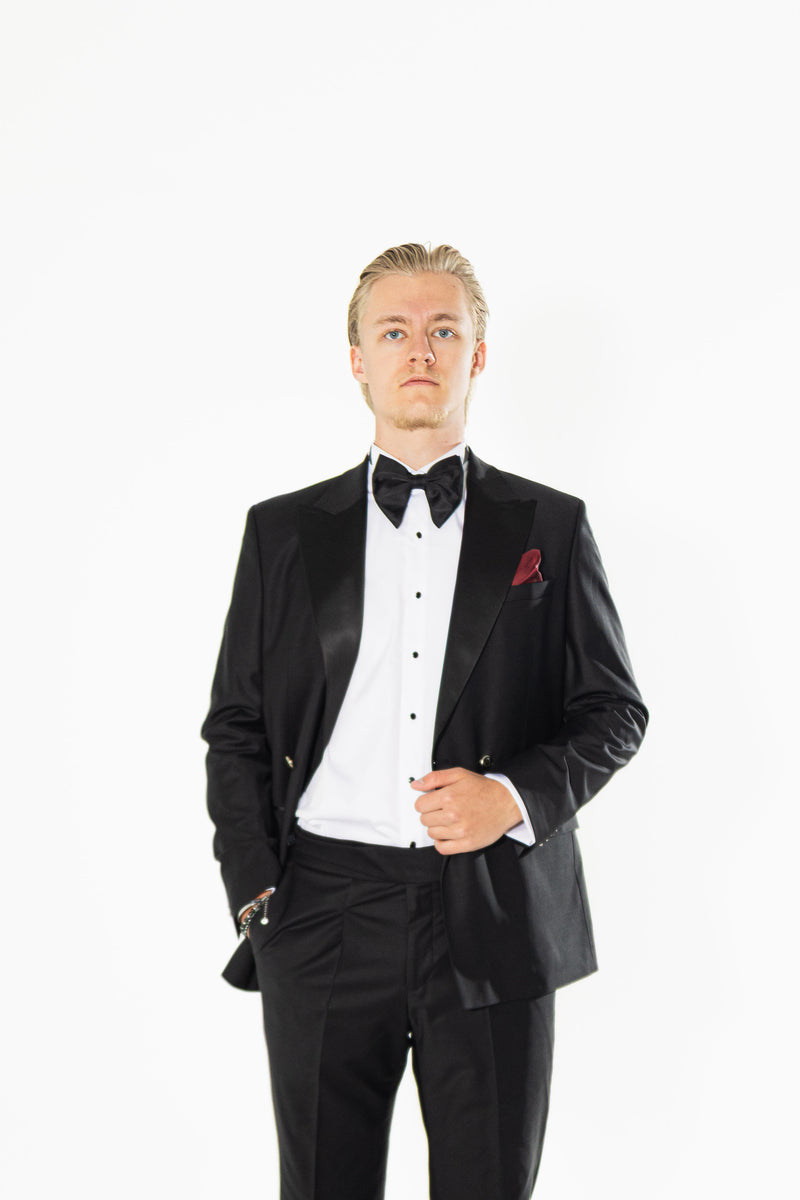 Gianni and Armando Doppelreiher smoking schwarz Slim Fit Herren Smoking aus Wolle