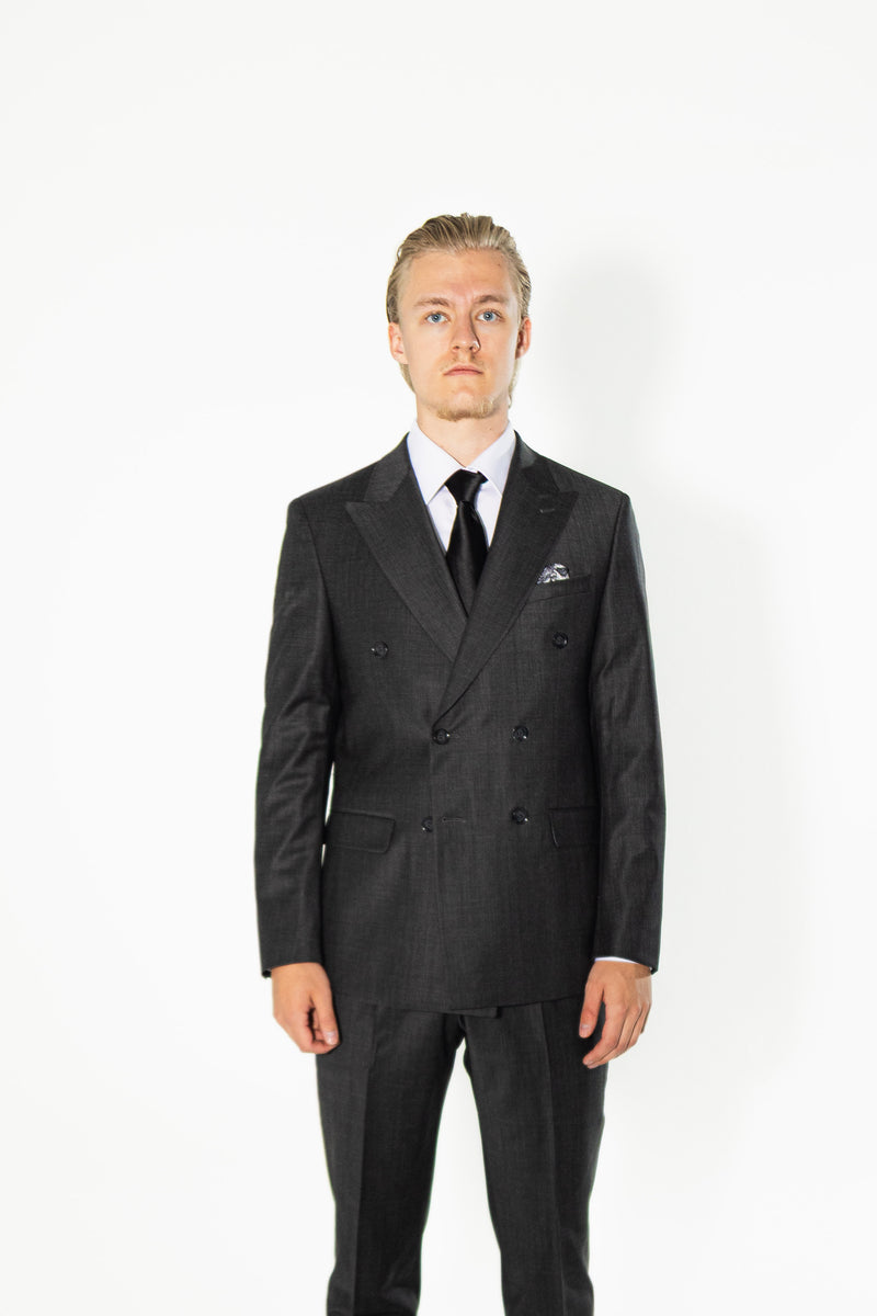 Gianni and Armando Zweireiher Grauer Slim Fit Herren Anzüge aus Wolle