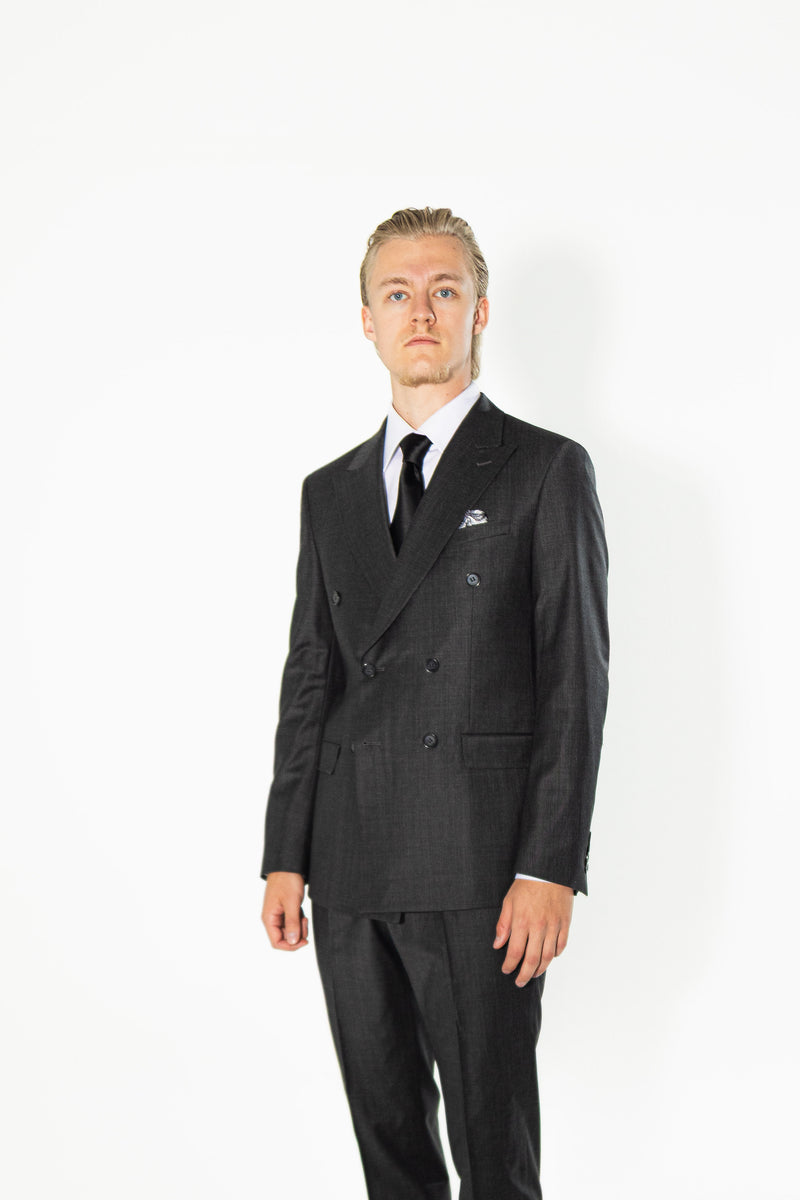 Gianni and Armando Zweireiher Grauer Slim Fit Herren Anzüge aus Wolle