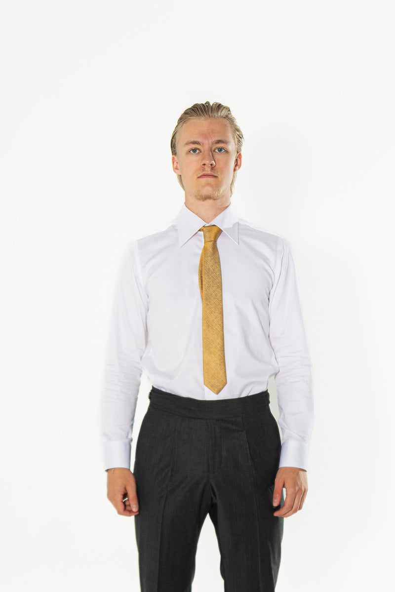 Einplissierte Herren Wollhose mit Bundfalten & Umschlag Grauer
