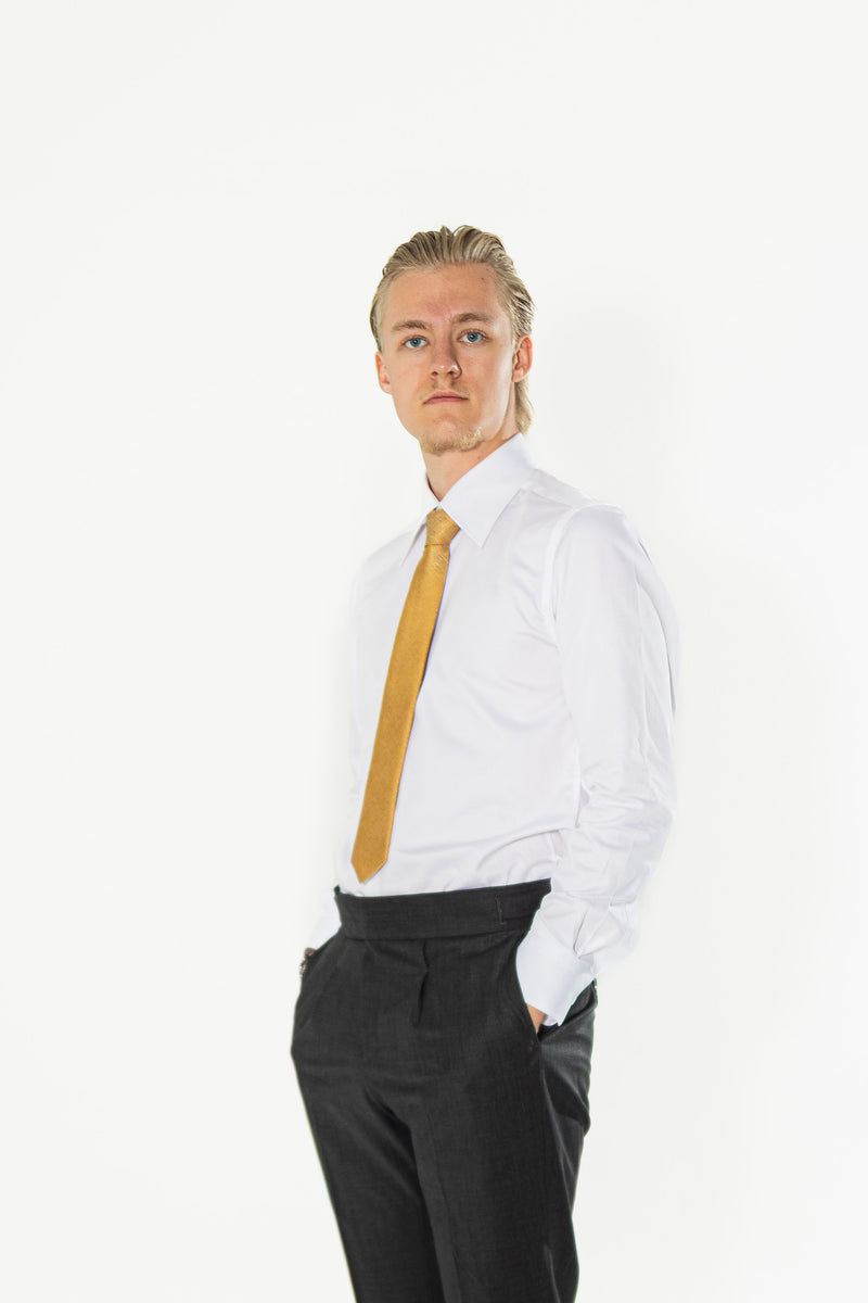 Einplissierte Herren Wollhose mit Bundfalten & Umschlag Grauer