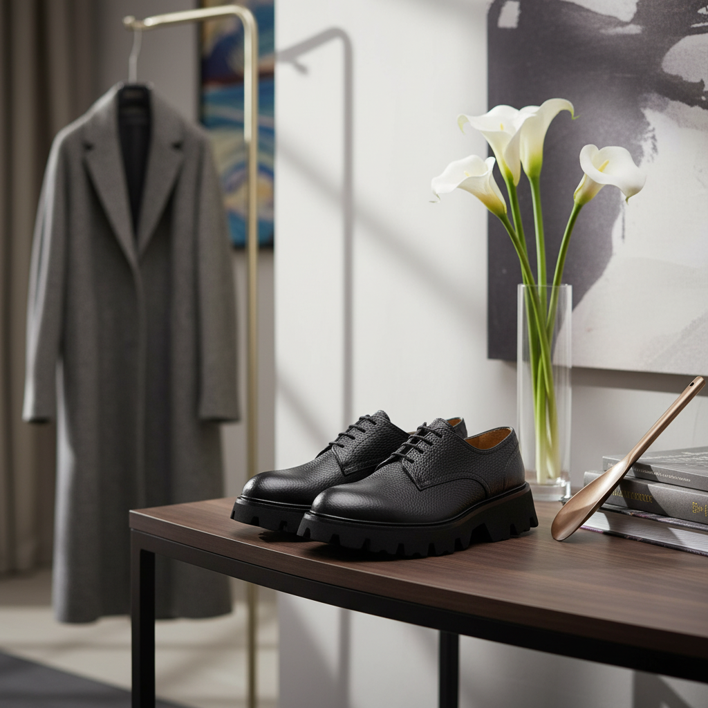 Modisches Outfit mit den schwarzen Flotter Leder Casual Schuhen