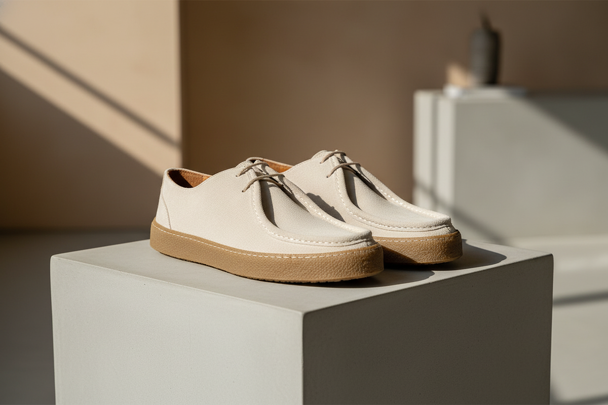 Gianni & Armando Casual Schuh in einem stilvollen Lifestyle-Setting – beige Farbe im urbanen Ambiente.