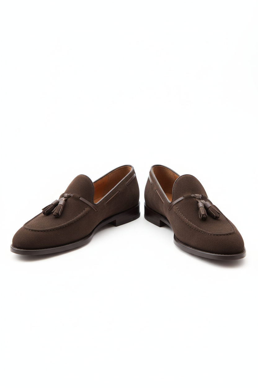 Mocassin marron sur parquet élégant – idéal pour les tenues business