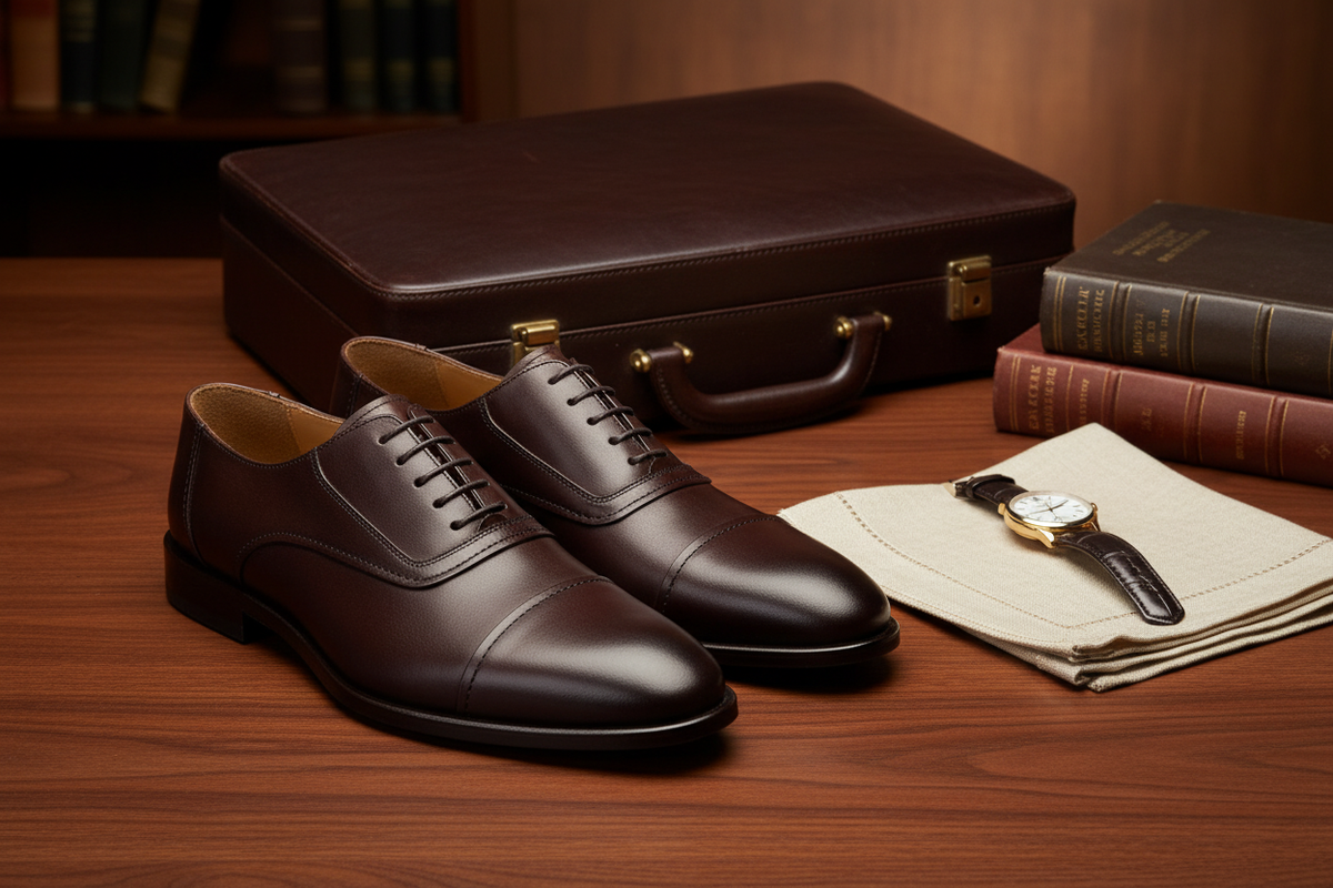Vorderansicht des Braun Business-Schuhe mit geschnürtem Verschluss.