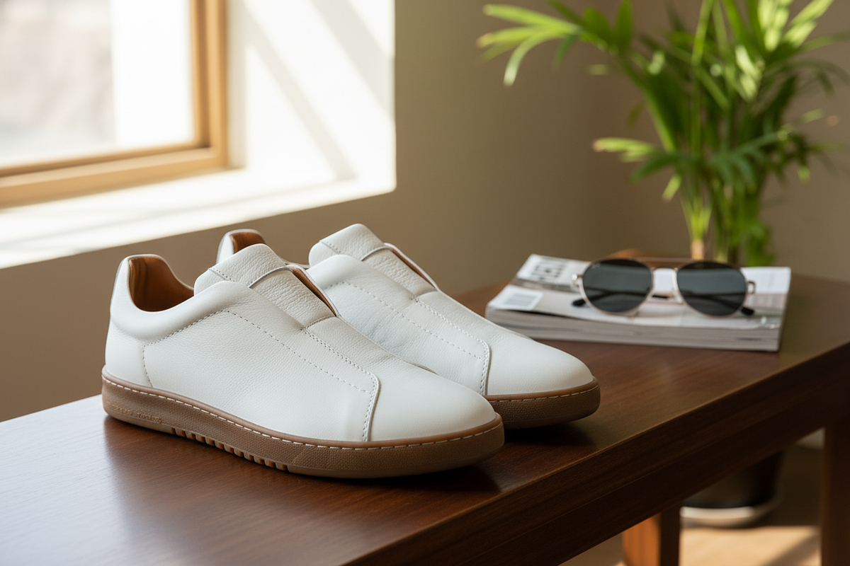 Seitliche Ansicht der Sneakers mit Kauchuk-Rubber-Laufsohle – robustes Profil für Alltag