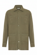 Chemise-veste 100 % lin kaki Regular-Fit