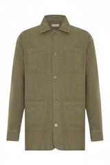 Hemdjacke 100 % Leinen khaki Regular-Fit