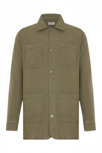 Chemise-veste 100 % lin kaki Regular-Fit
