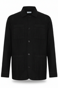 Chemise-veste 100 % lin Noir Regular-Fit