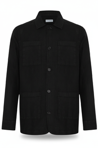 Chemise-veste 100 % lin Noir Regular-Fit