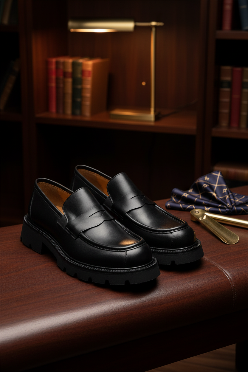 Gros plan sur les œillets slip-on et la tige en cuir de la chaussure décontractée.