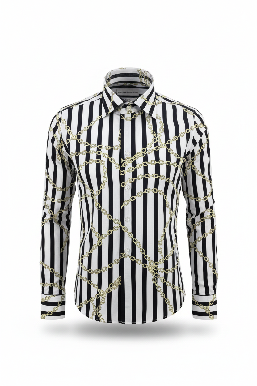 Étiquette produit avec le logo Gianni & Armando sur la chemise homme.