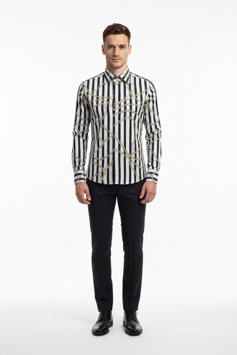 Motif allover décoratif qui orne la chemise avec élégance.