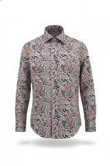 Verpackung des Herren-Slim-Fit-Hemd mit Paisley-Muster, hochwertiges Geschenkpapier.