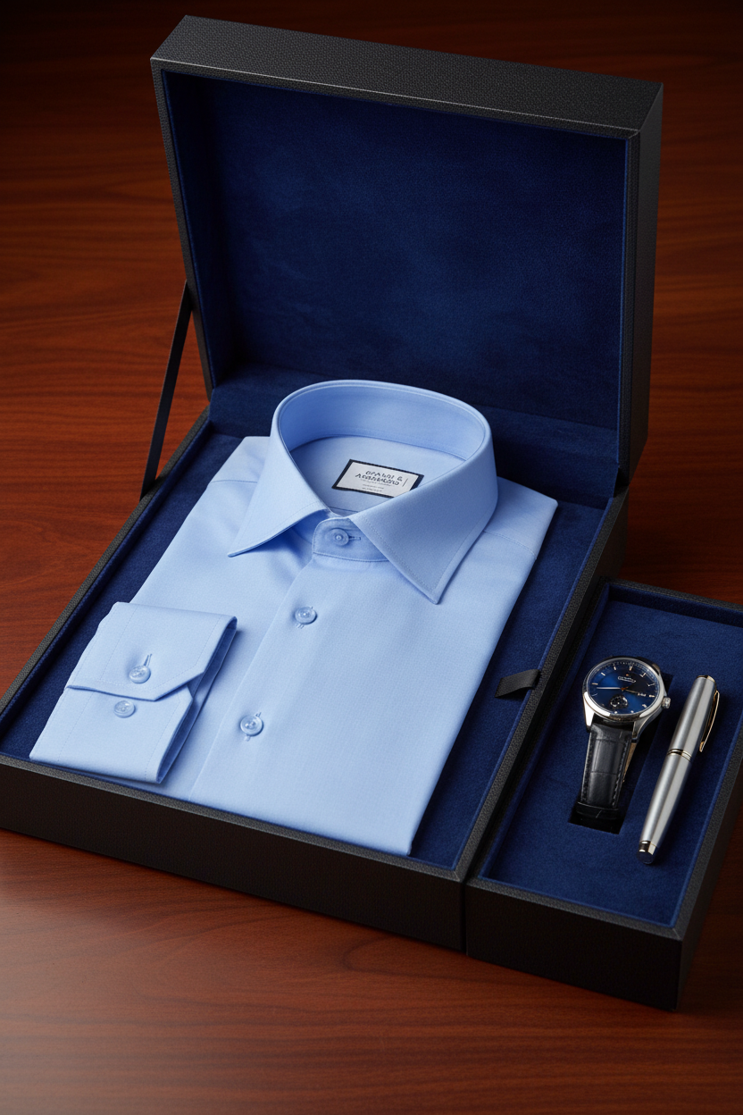 Gros plan sur le 100 % coton de la chemise Slim Fit en bleu clair