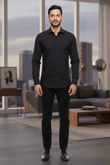 Slim Fit Business Hemd in Schwarz in Business-Look