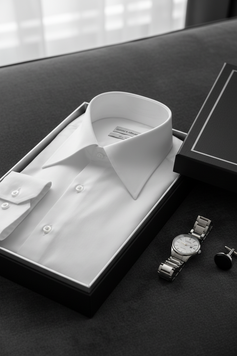 Vue détaillée des poignets boutonnés de la chemise Slim Fit blanche – look business élégant