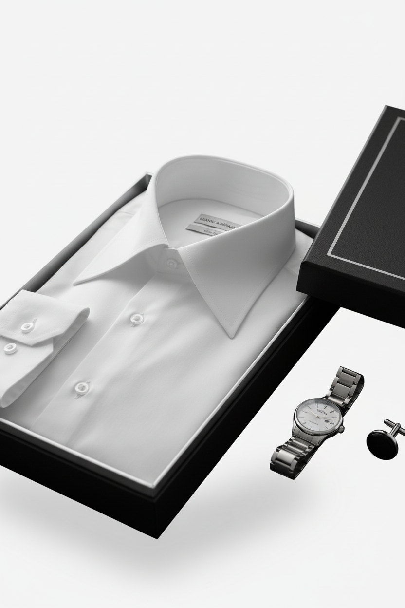 Gros plan sur le col pointu de la chemise Slim Fit blanche – vue détaillée