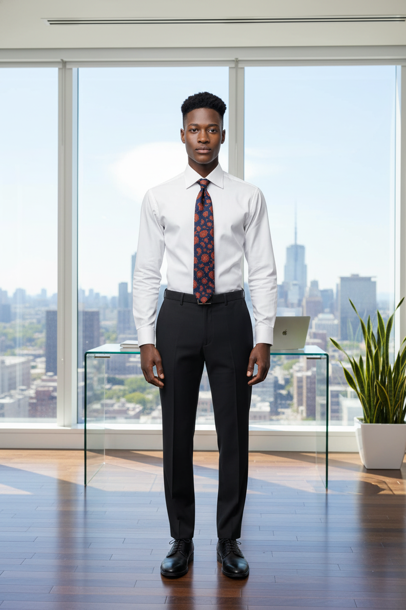 Vue arrière de la chemise Slim Fit blanche avec col long et pointu – chemise de business pour homme