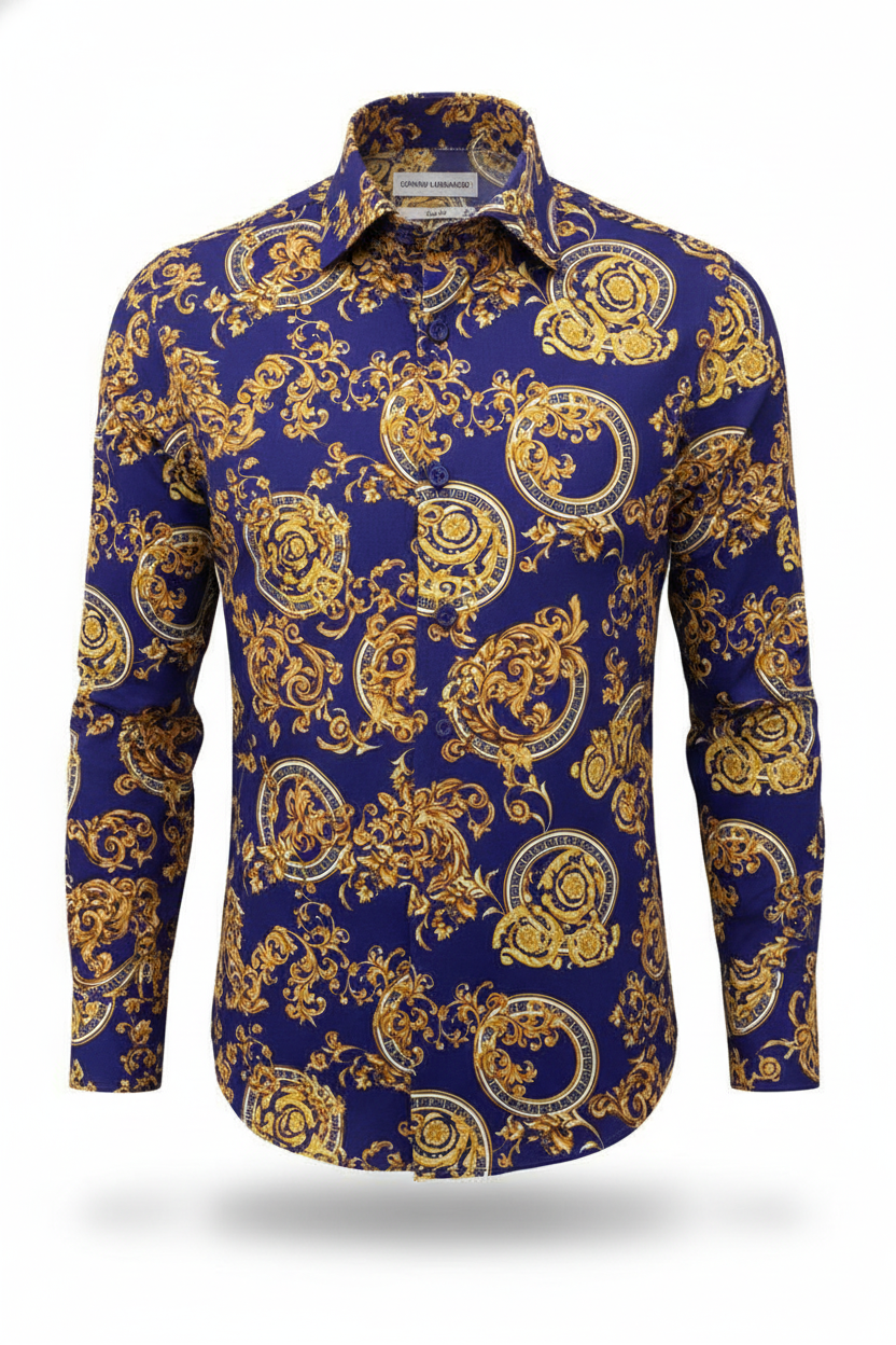 Vue détaillée du tissu satin de coton brillant de la chemise homme