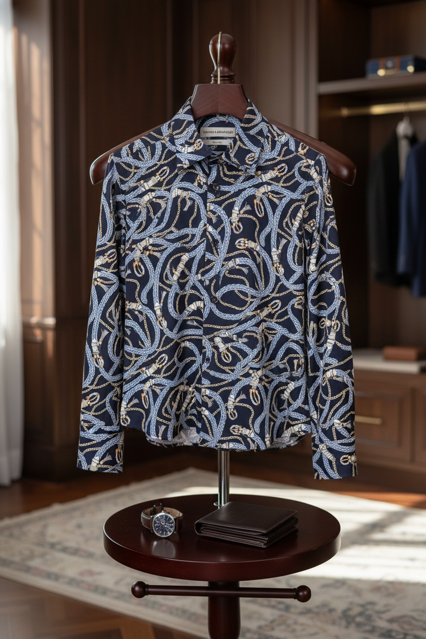 Chemise homme slim-fit présentée sur un mannequin, mettant en valeur sa silhouette élégante.