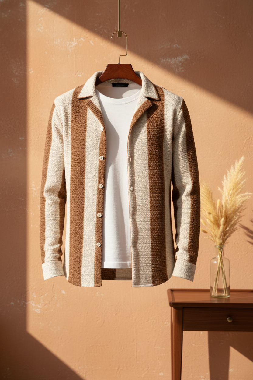 Gros plan sur la texture du tissu de la chemise homme en tricot de coton
