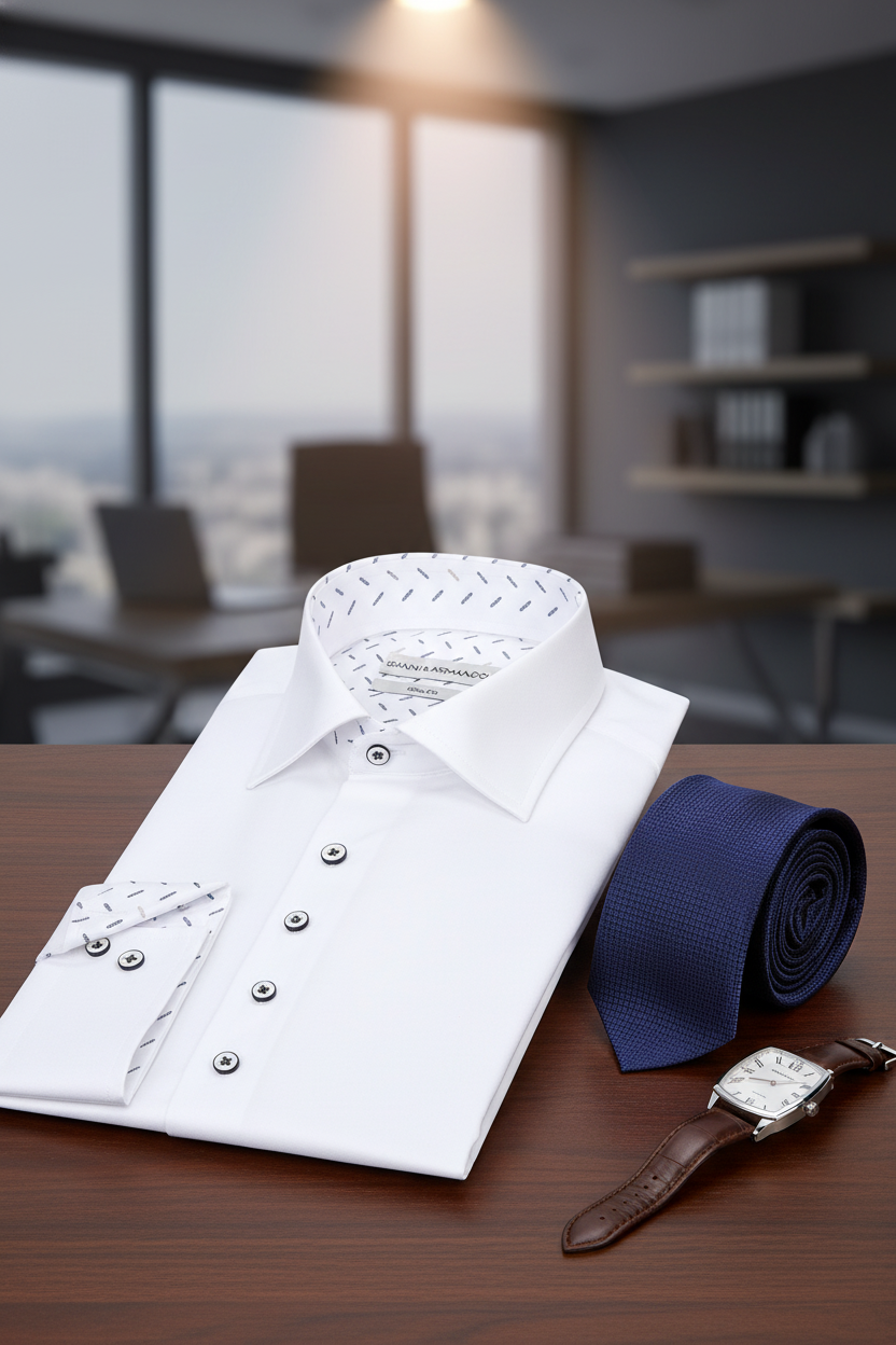 Rückansicht eines Slim Fit Freizeithemds mit langen Ärmeln
