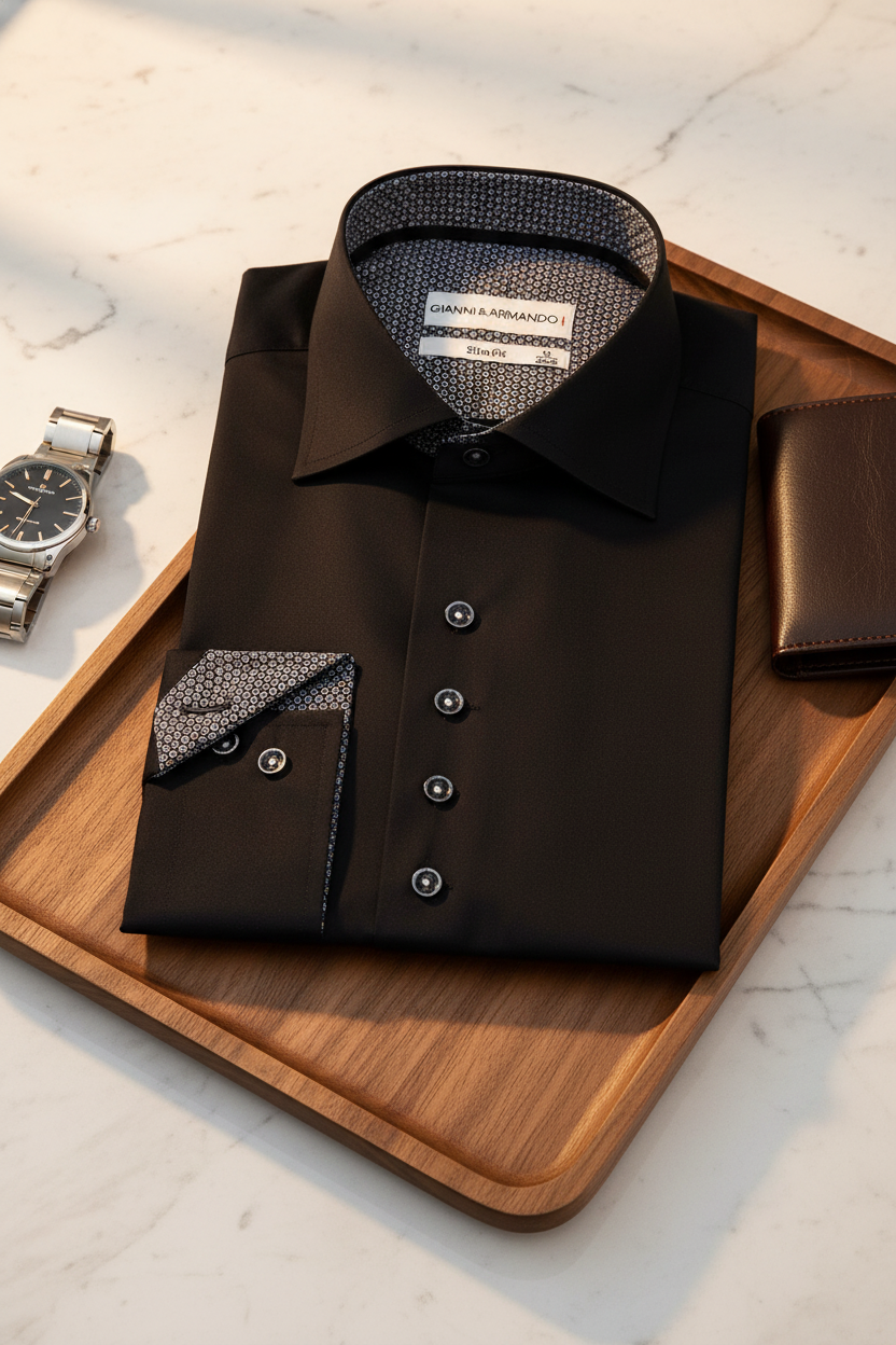 Seitliche Ansicht des Slim Fit Hemdes mit klaren Linien