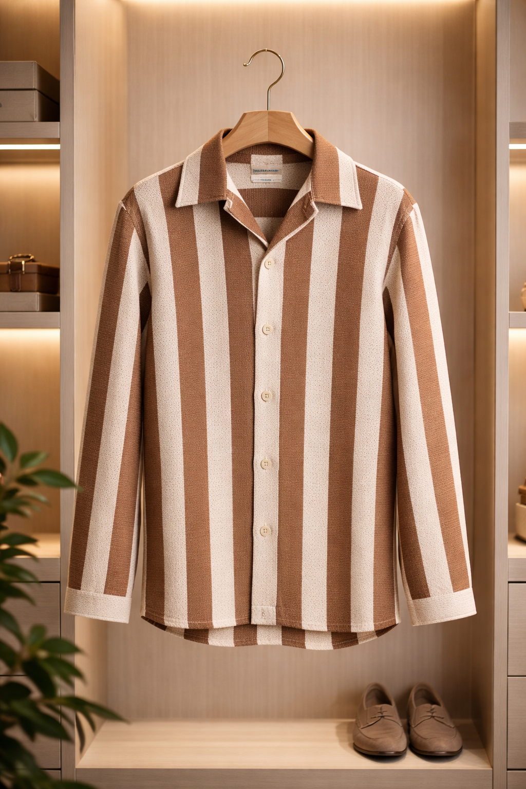Vue latérale de la chemise homme en tricot de coton avec motif