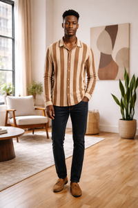 Chemise homme en tricot de coton coupe régulière – douce, stylée et confortable