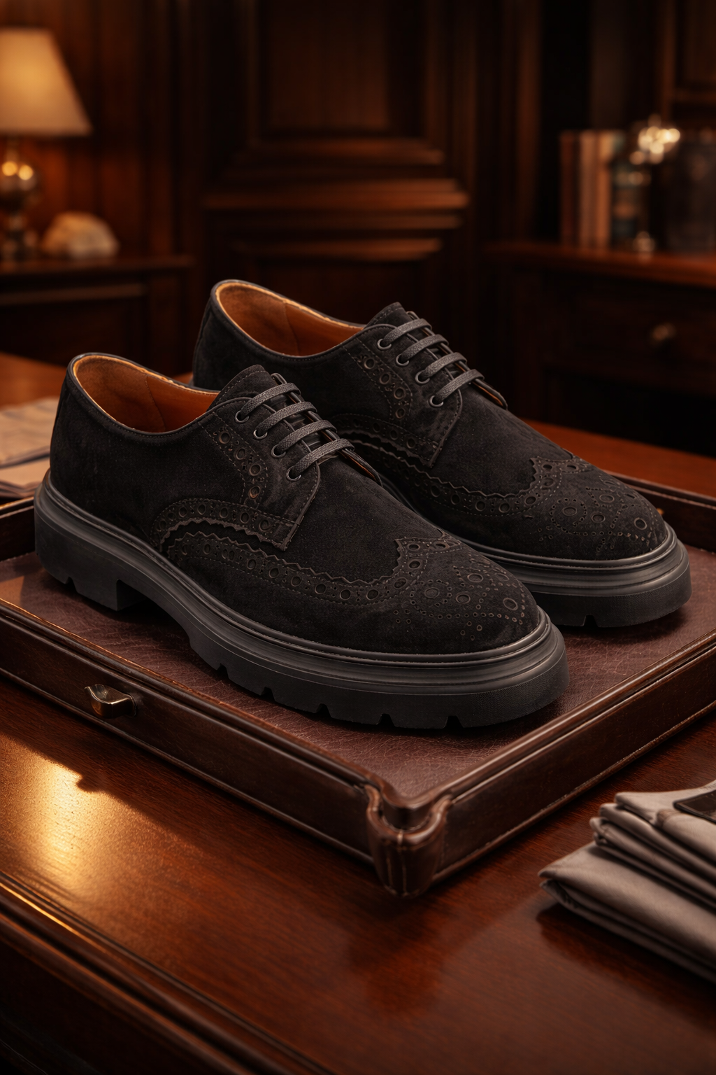 Schuh im Winteroutfit, kombiniert mit stilvoller Jacke und klassischem Look.
