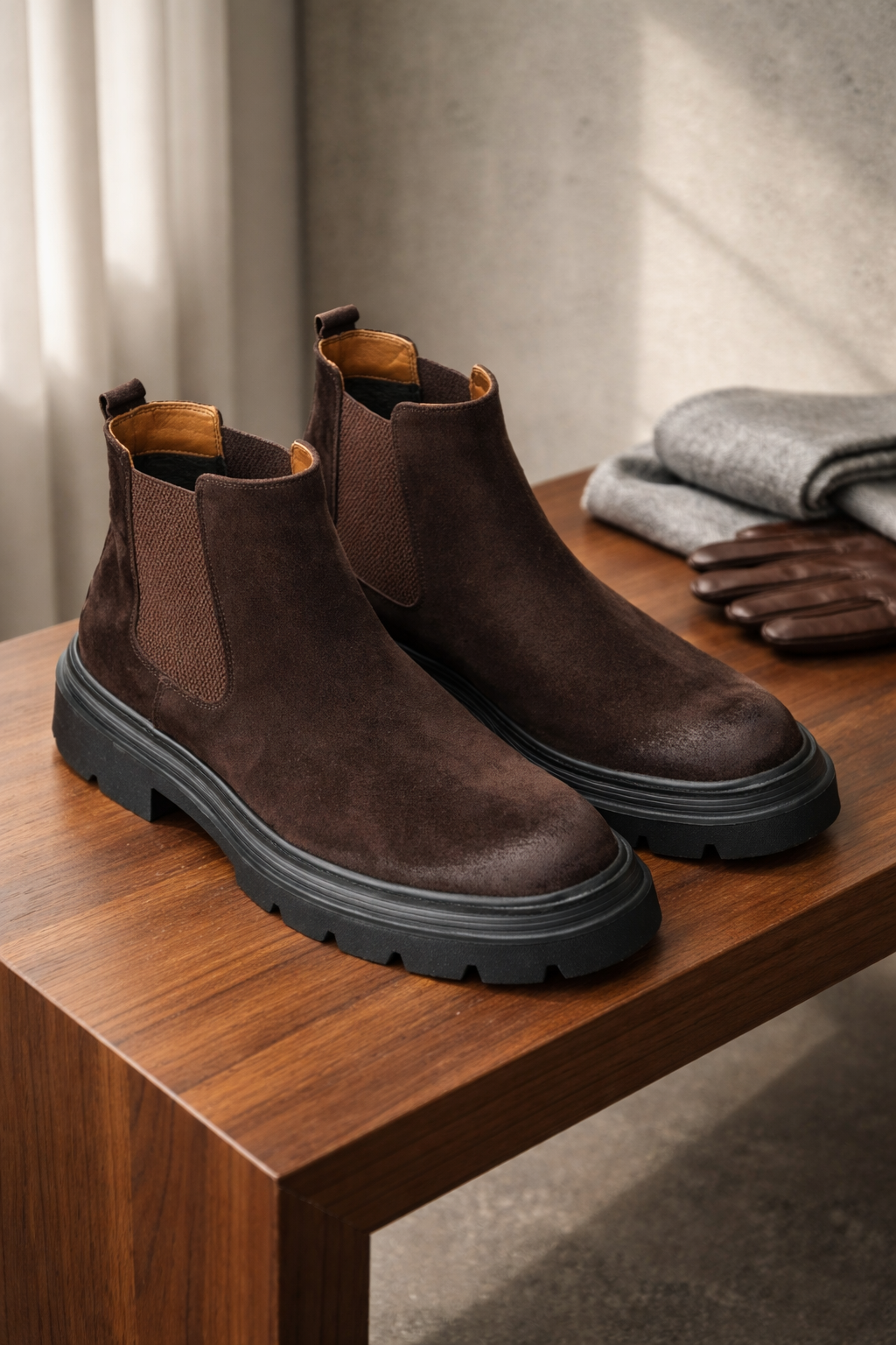 Verpackung der Wildleder-Stiefel – zeigt das elegante Gianni & Armando-Logo.