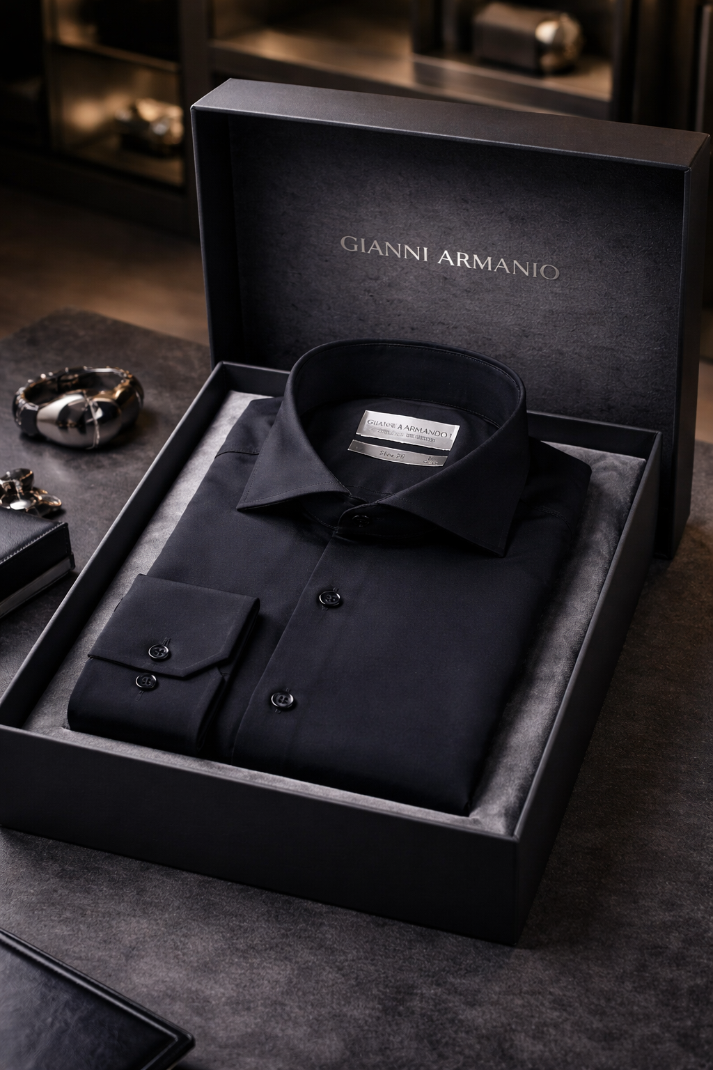 Col et patte de boutonnage de la chemise homme en satin de coton – vue détaillée