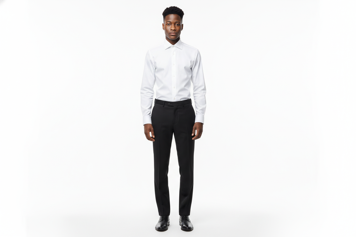 Chemise portée par un modèle en look business