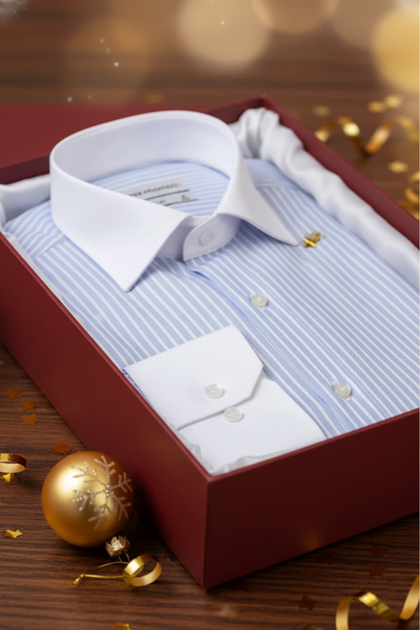 Detail des Kent-Kragens im Slim Fit Businesshemd – klare Linien