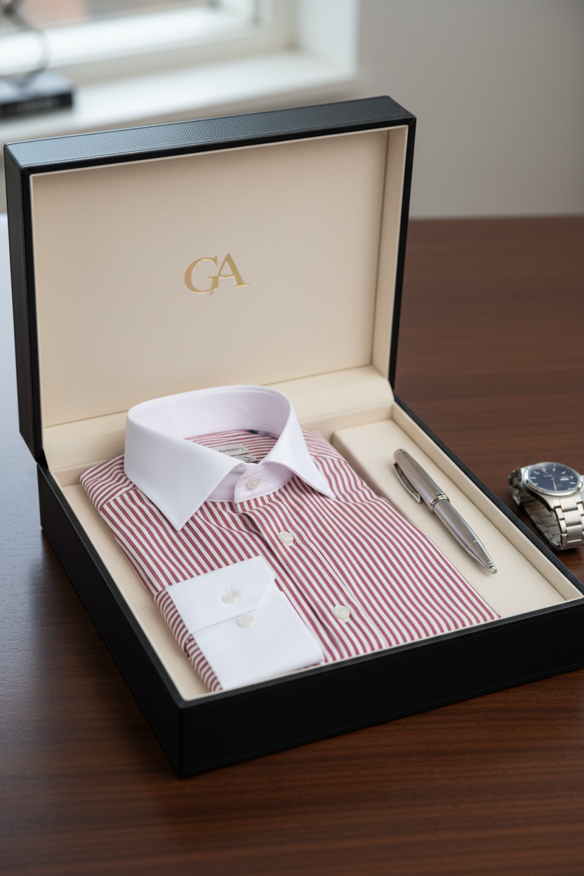Modeller trägt das Slim‑Fit Hemd in einem eleganten Business‑Look