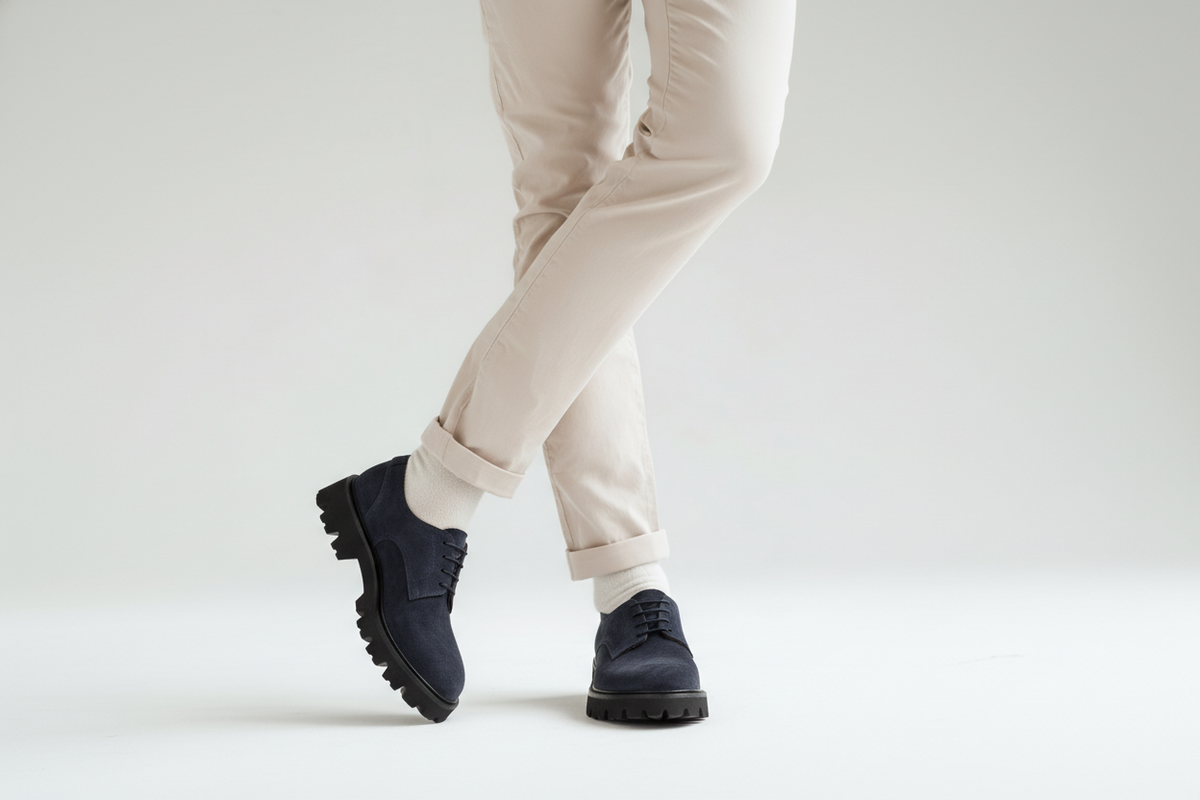 Schuhkarton mit dem Gianni & Armando Logo, enthält die Navy-Blue Wildleder Schuhe.