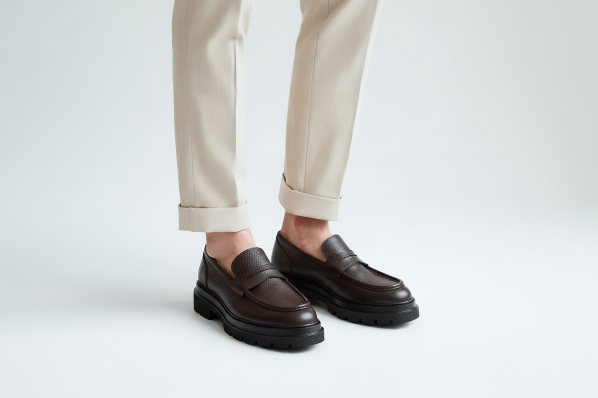 Schuhkarton mit dem Gianni & Armando-Logo, bereit zum Versand