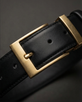 Ceinture en cuir noire mate avec boucle dorée – Cuir véritable | Gianni & Armando