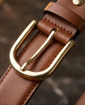 Herren Ledergürtel Camel – Echtleder mit goldfarbener Schnalle | Gianni & Armando