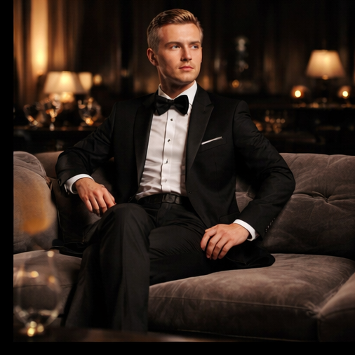 Gianni and Armando Smoking homme avec col pointu – une seule boutonnière, coupe slim fit, en laine