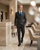 Gianni and Armando Zweireiher  Grauer Slim Fit Herren Anzüge aus Wolle